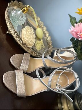 MICHAEL Michael Kors Silver Glitter Ankle-Strap Heels